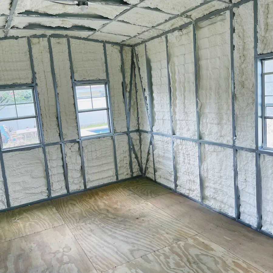 Closed-cell spray foam insulation applied to wall cavities in a residential project in La Mesa